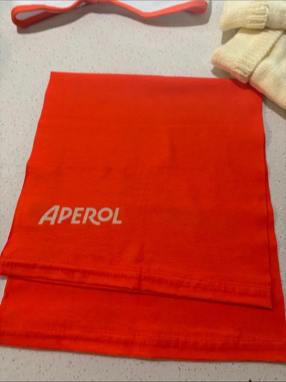 Aperol Orange & Cream Neck Gaiter, Mittens, and Headband Set